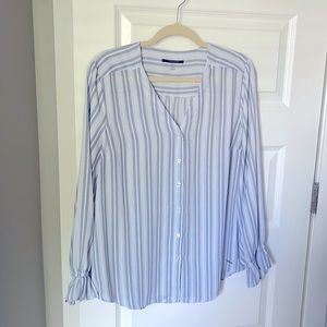 T Tahari Blue Striped Blouse - Large - only worn and washed 1 time.